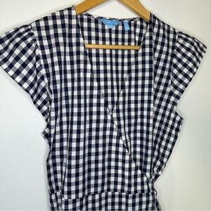 Draper James Gingham Wrap Dress - Navy and White size 8